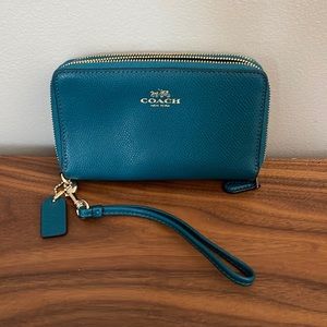 Teal Coach Wristlet